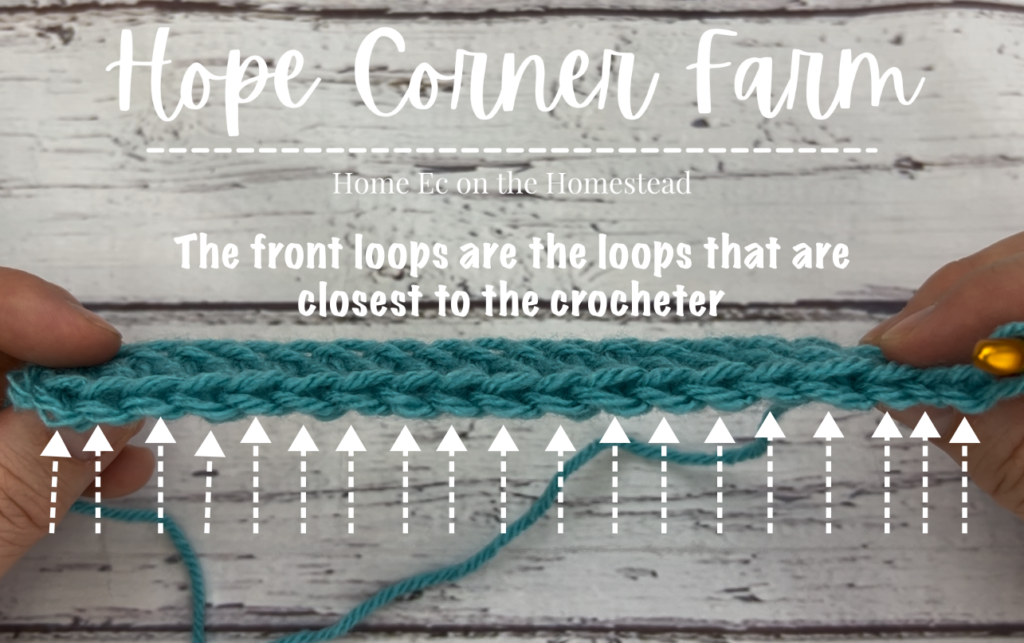 The front loops are the loops that are the closest to the crocheter