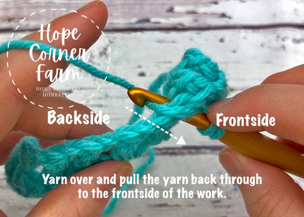 Yarn over and pull the yarn back through the work