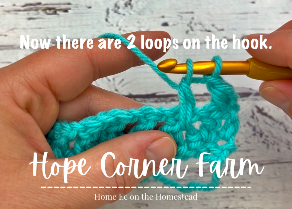 2 loops of yarn on the crochet hook