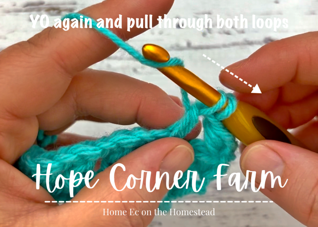 Completing the crochet stitch