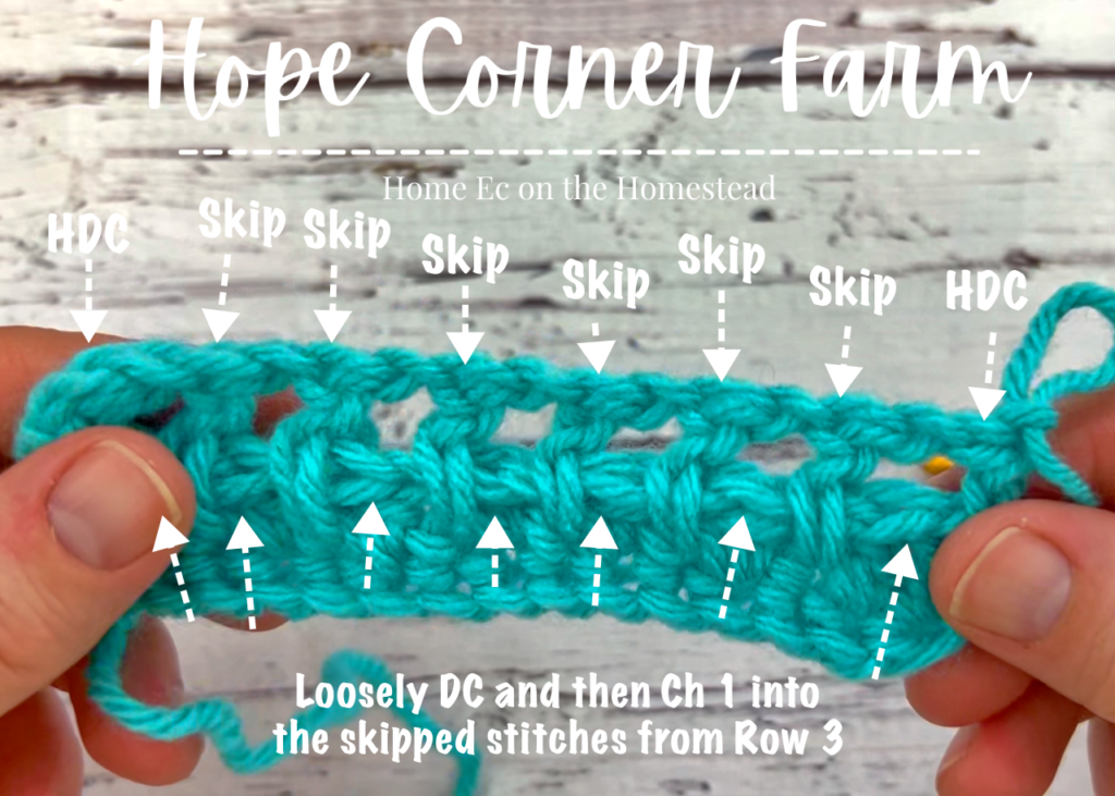 Stitch placement for this row of crochet stitches