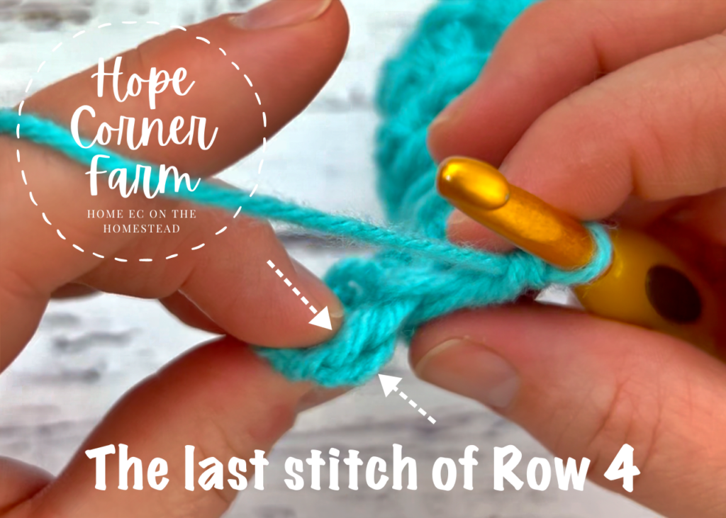 The last stitch of the row