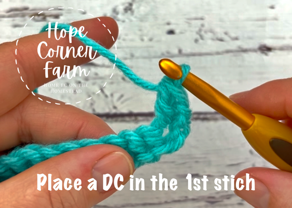 Double crochet stitch in the 1st stitch