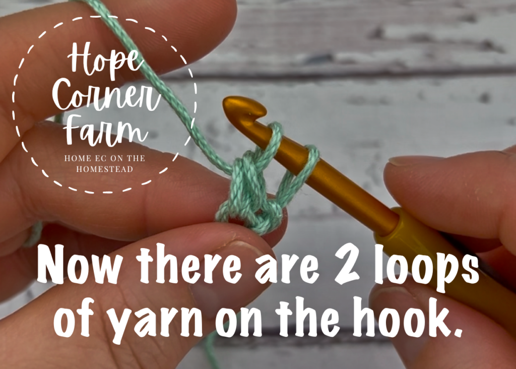 2 loops of yarn on the hook