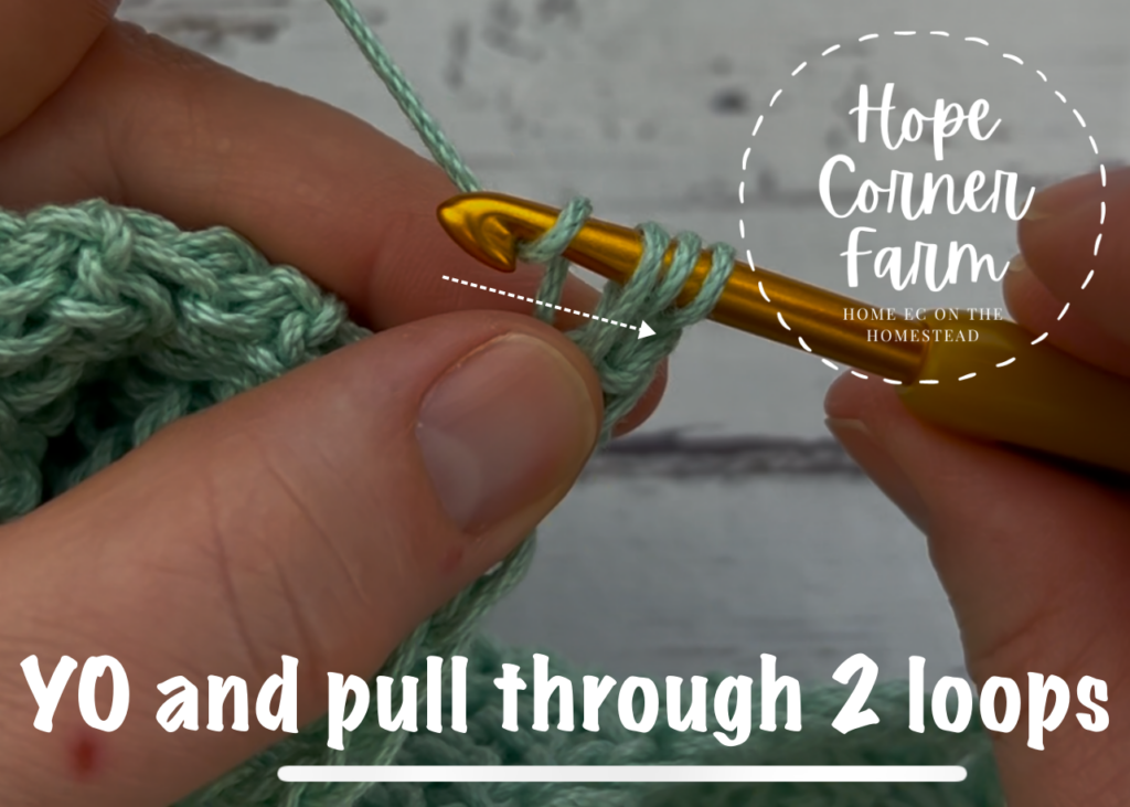 yarn over and pull through 2 loops on the crochet hook