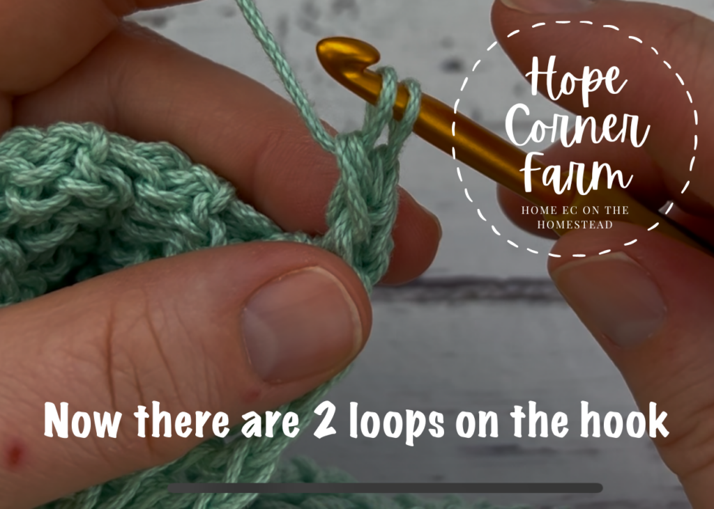 2 loops of yarn on the crochet hook