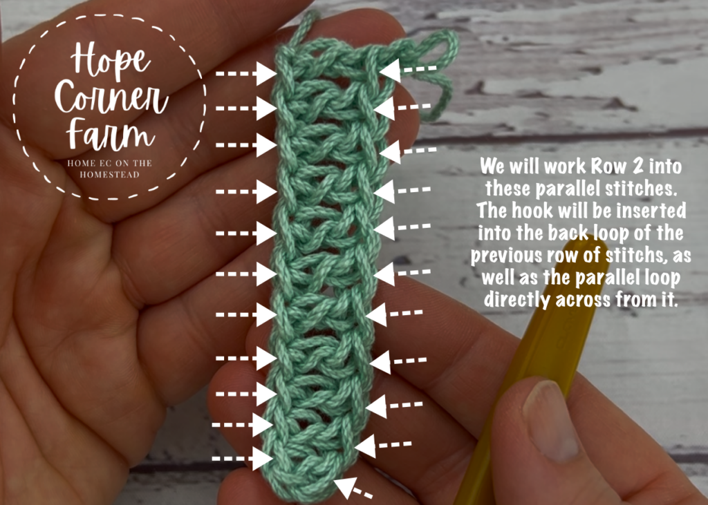 Where to work row 2 double crochet thermal stitches