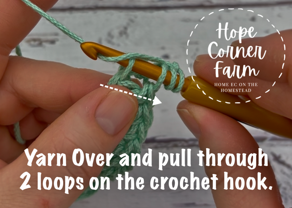 yarn over and pull through 2 loops on the crochet hook