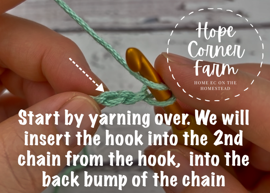 Begin by yarning over