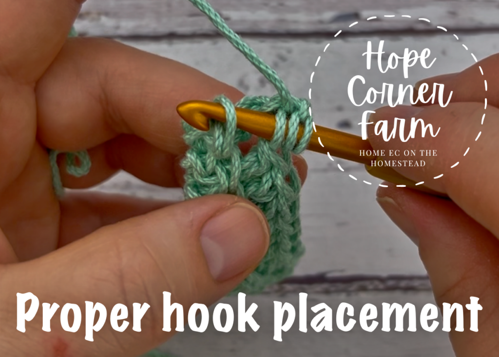 Proper crochet hook placement