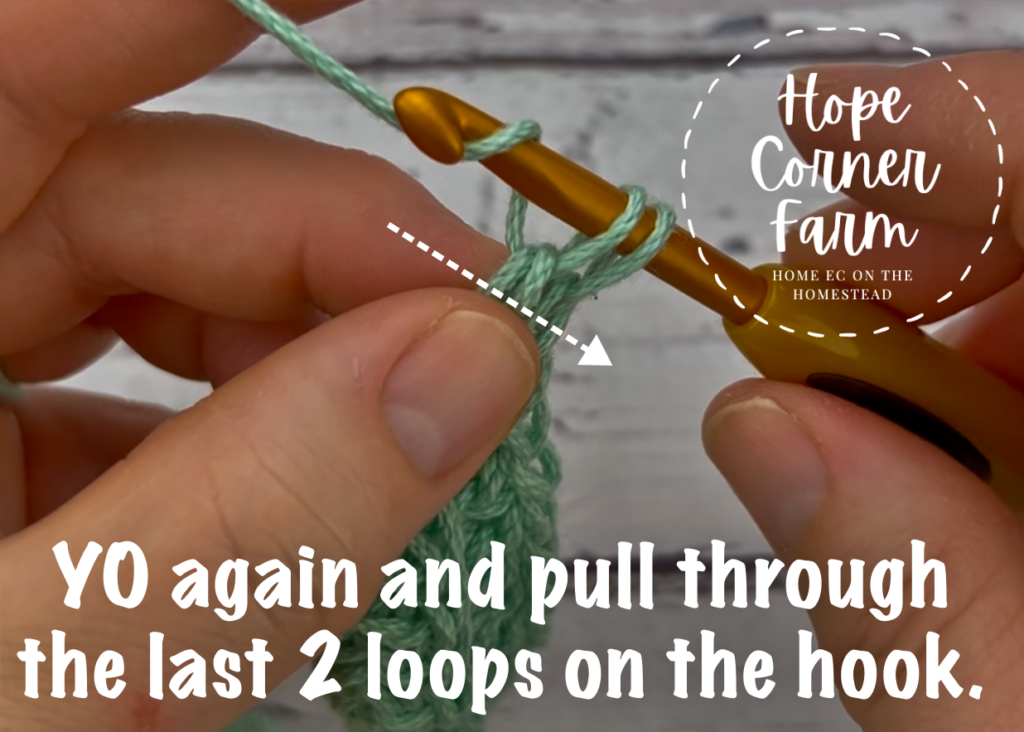 YO and pull through the last 2 loops of yarn on the crochet hook