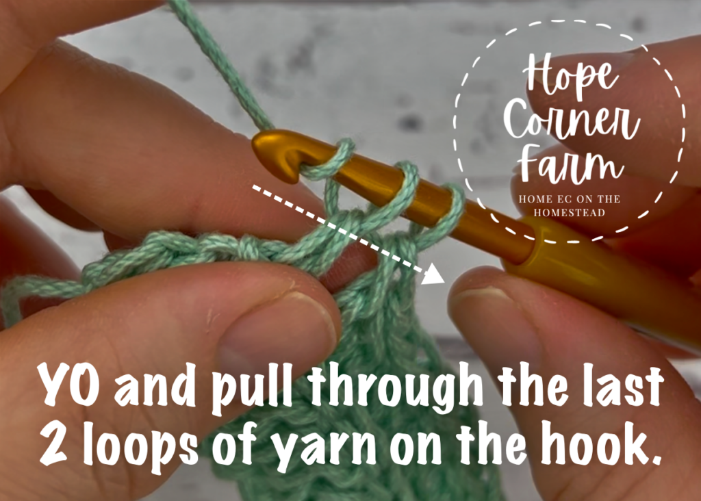 YO and pull through the last 2 loops of yarn on the crochet hook