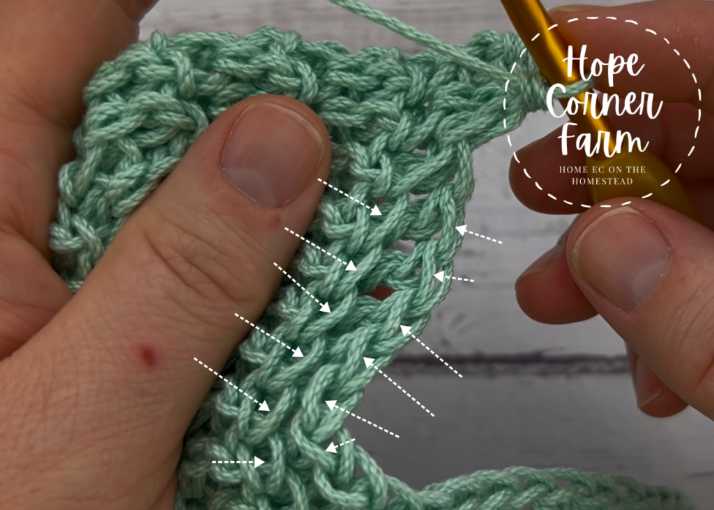 where to place the double crochet thermal stitches