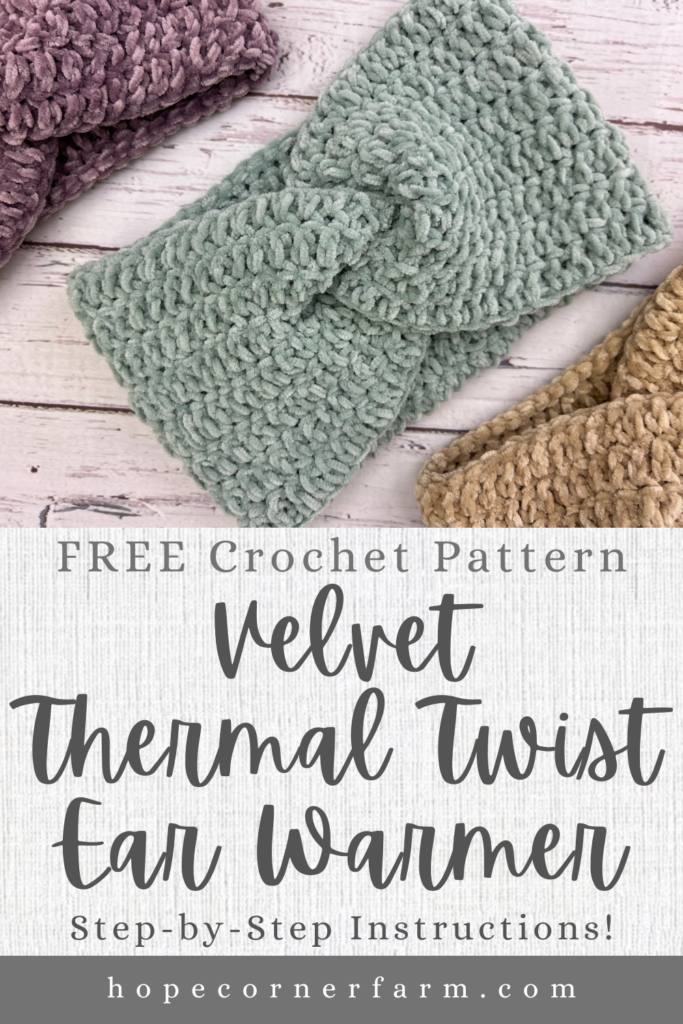 Velvet Thermal Twist Crochet Headband Pattern