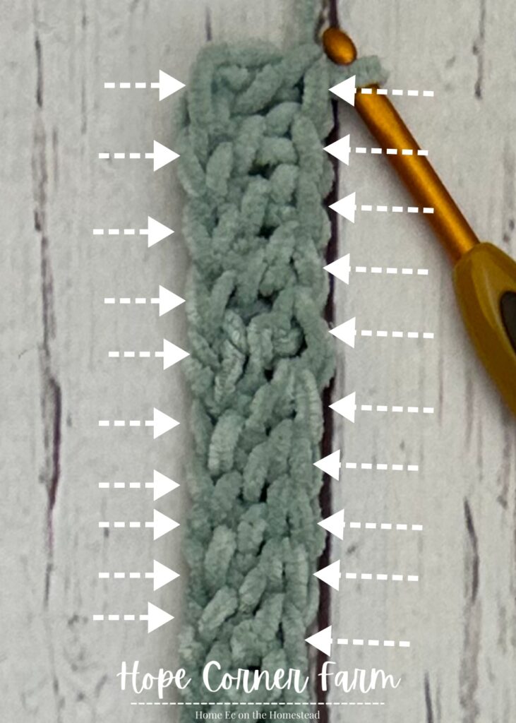 Where to work the double crochet thermal stitches