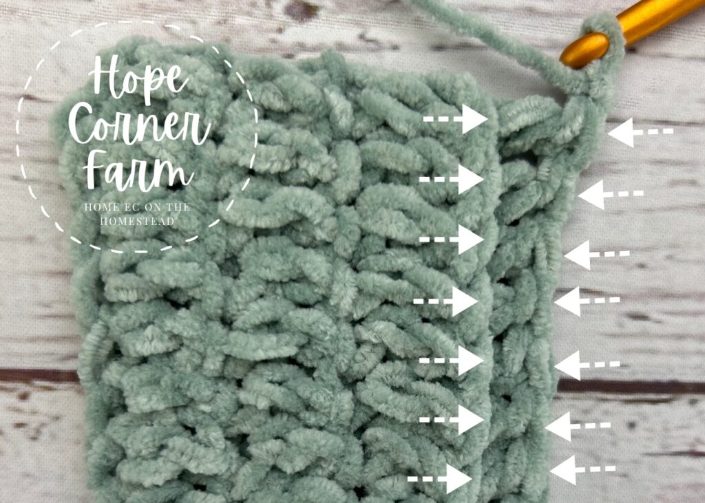 Crochet stitch placement for the double crochet thermal stitches