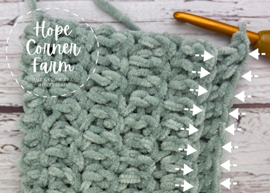 crochet stitch placement for row 10