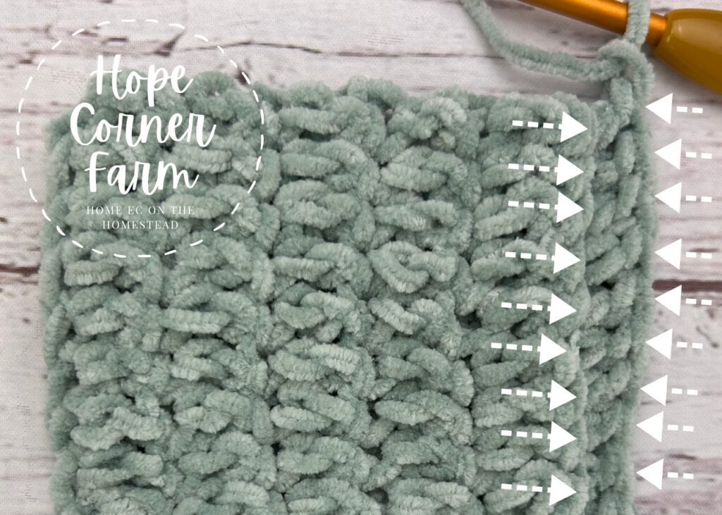 Where to work the crochet stitches for this row