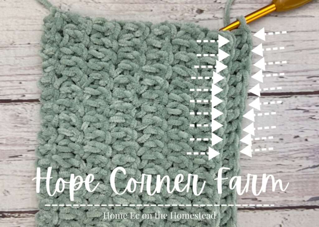 Where to work the crochet stitches for this row of crochet