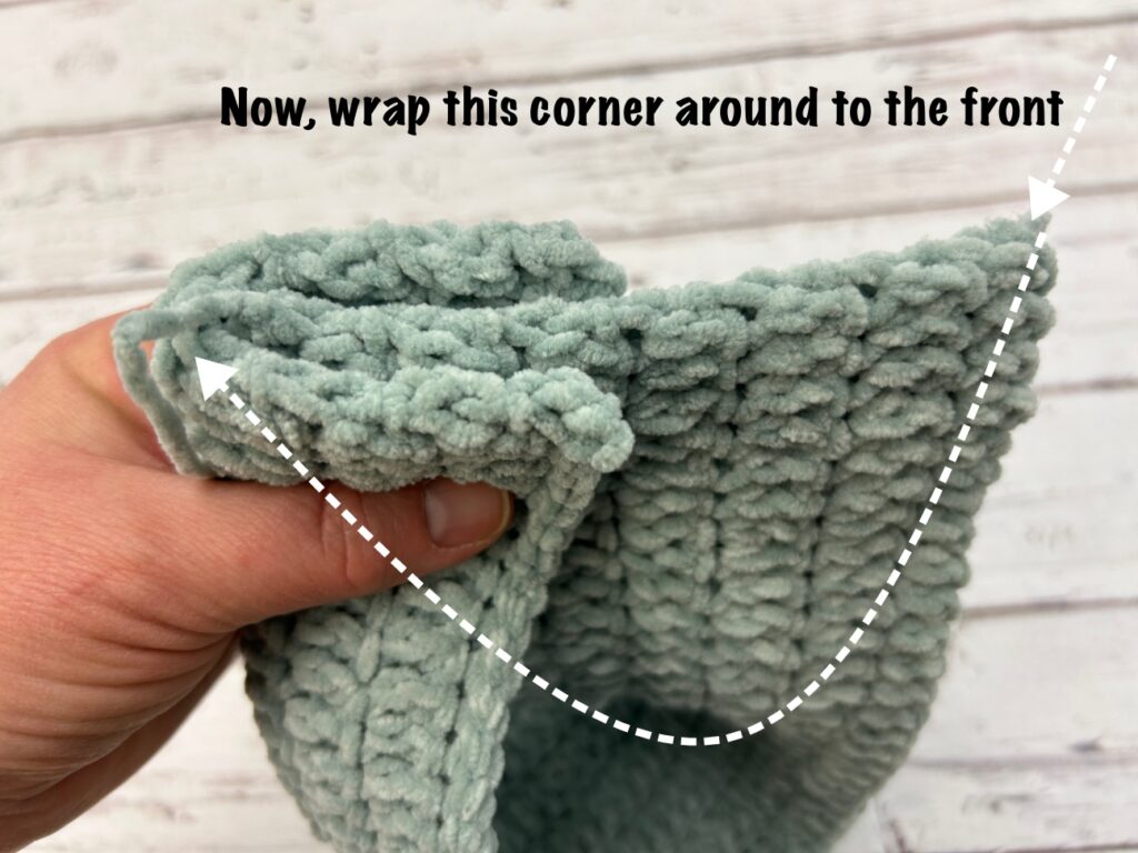 Folding the crochet headband