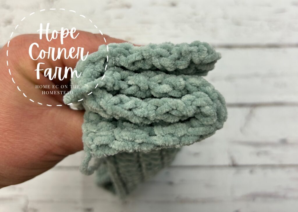 Folding the crochet ear warmer