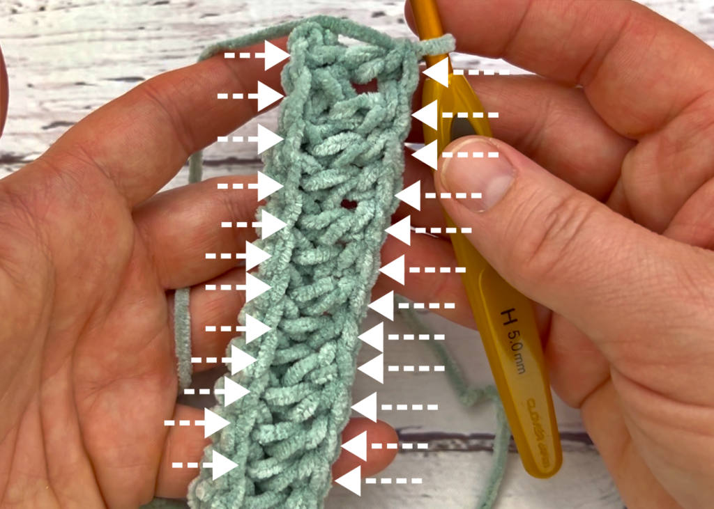 Where to work the thermal double crochet stitches