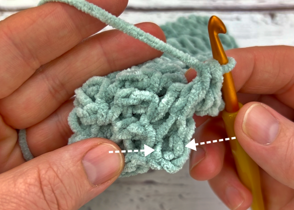 Final crochet stitch placement