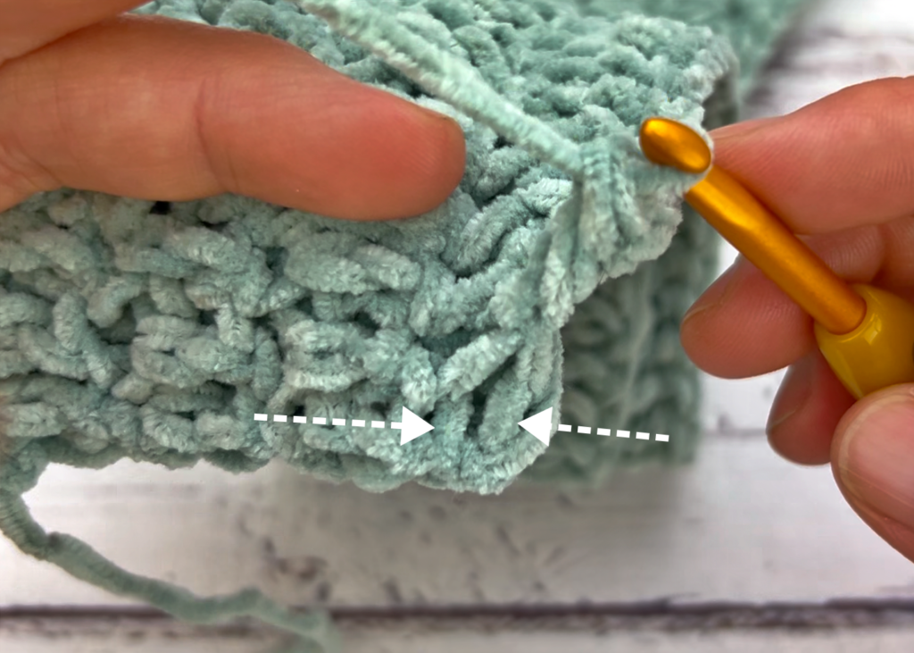 Where to work the final crochet stitch of the row