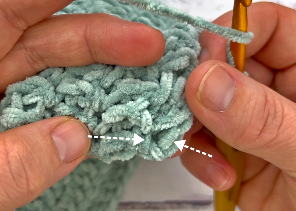 Where to work the final crochet stitch of the row