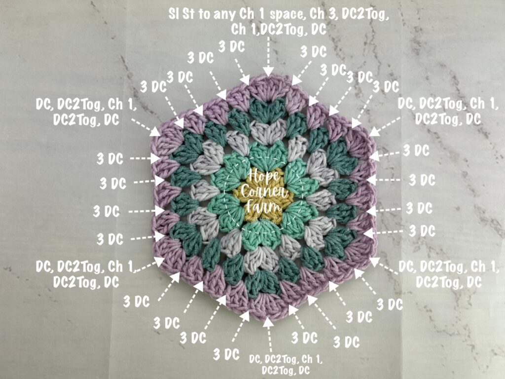 crochet stitch placement for round 6 hope corner farm