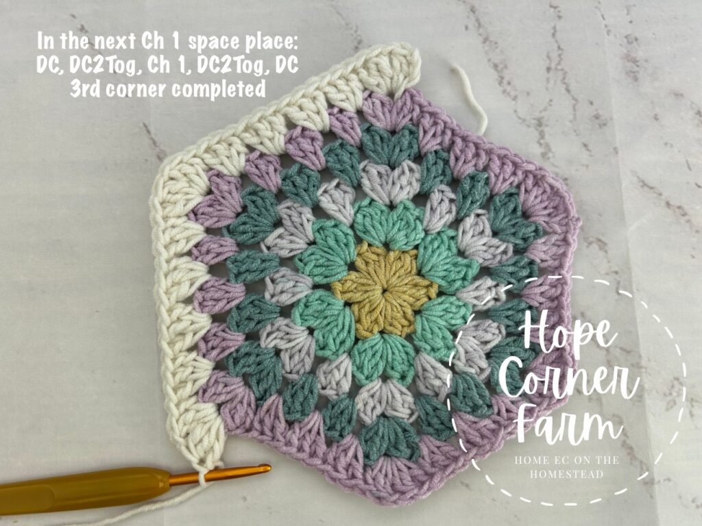 3rd corner in the crochet granny hexagon