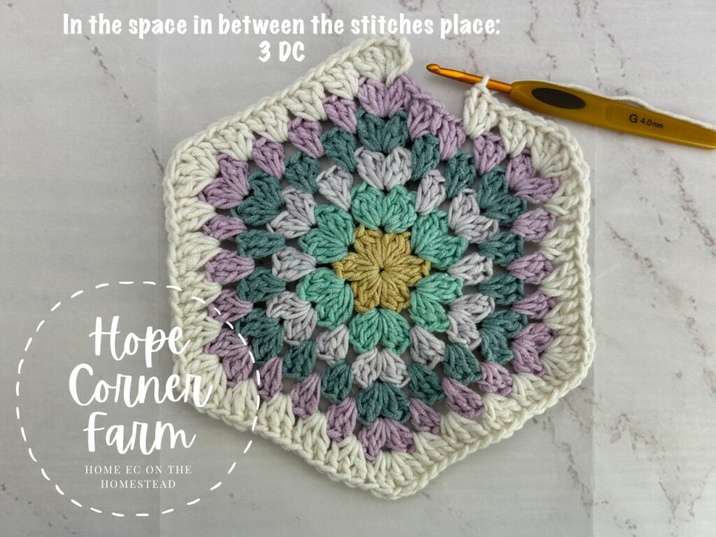 working the final side of the large granny hexagon