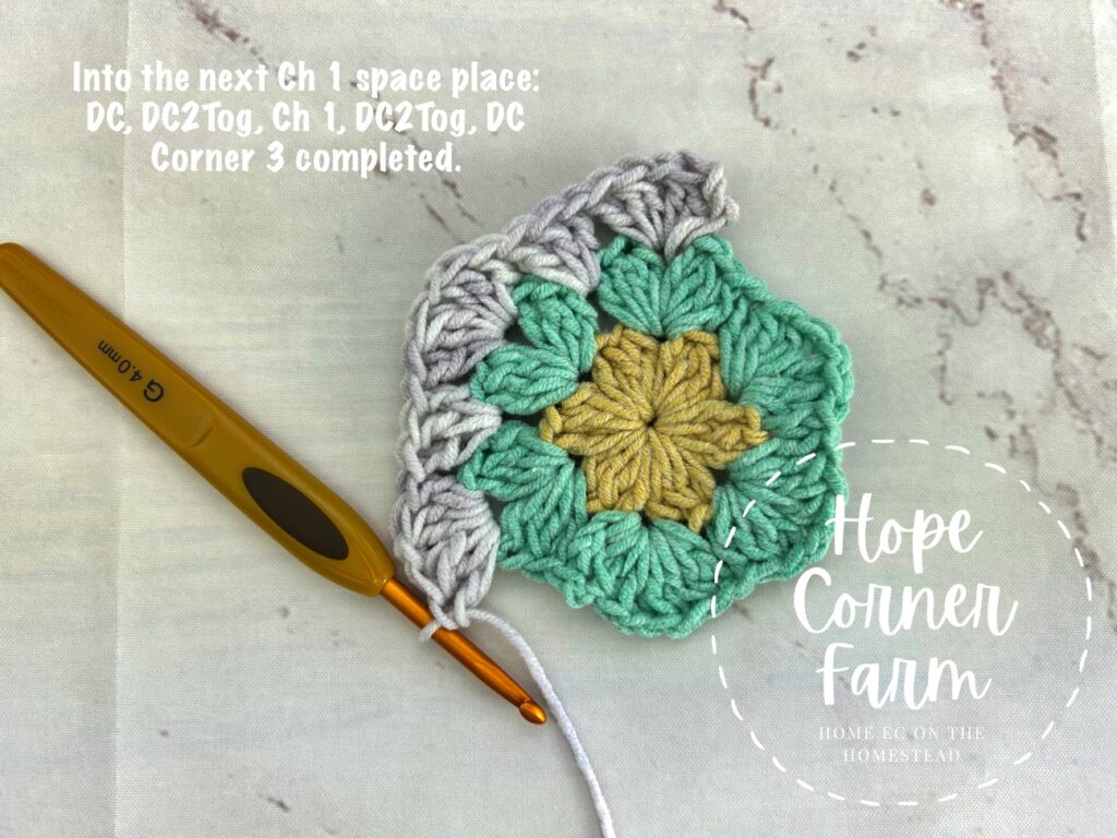 3rd corner of the crochet hex