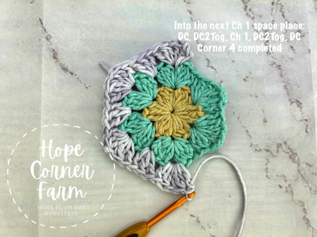 4th corner completed for the crochet big hexagon