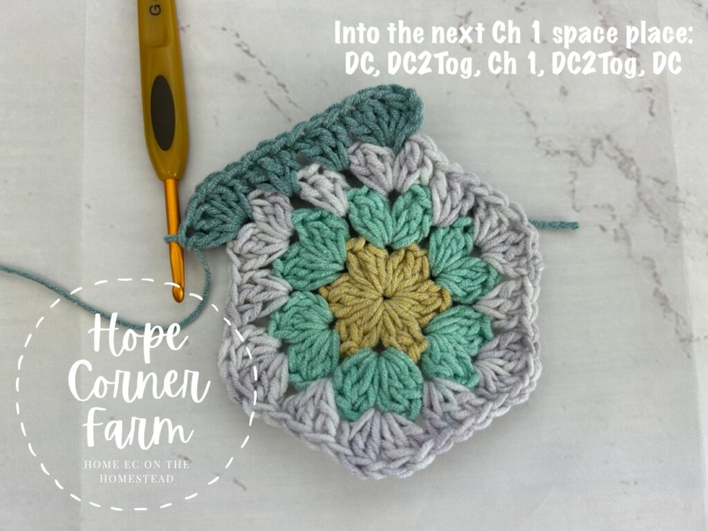 2nd corner of the big crochet hexagon completed