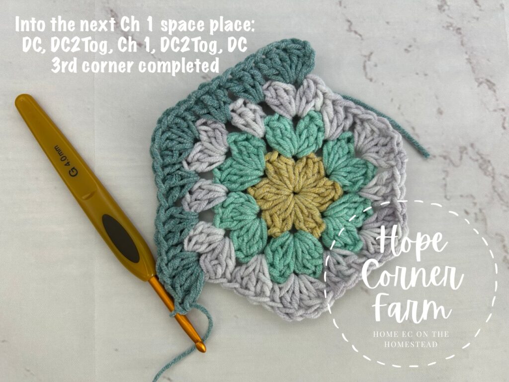 3rd corner of the granny hexagon completed