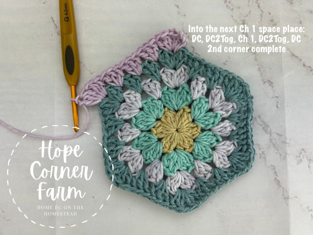 2nd corner crochet large granny hexagon
