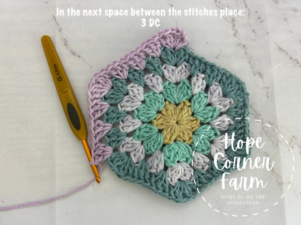 round 5 large granny hexagon in crochet