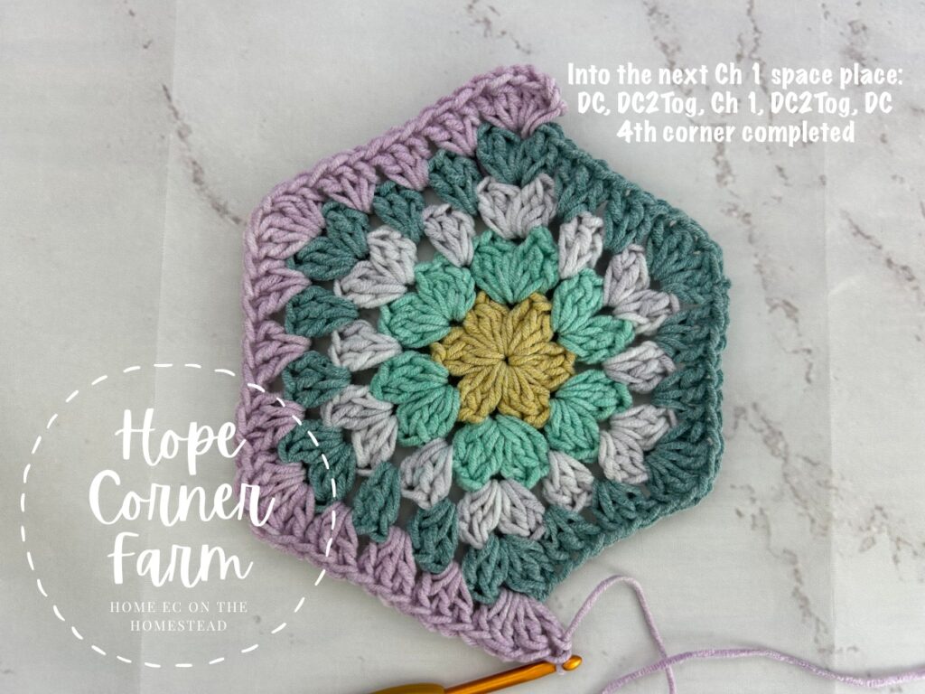 4th corner of the large crochet granny hexagon