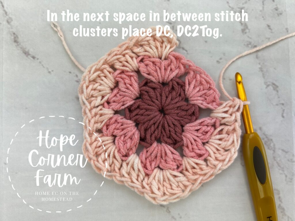 Double Crochet and Double Crochet 2 Together into the same space