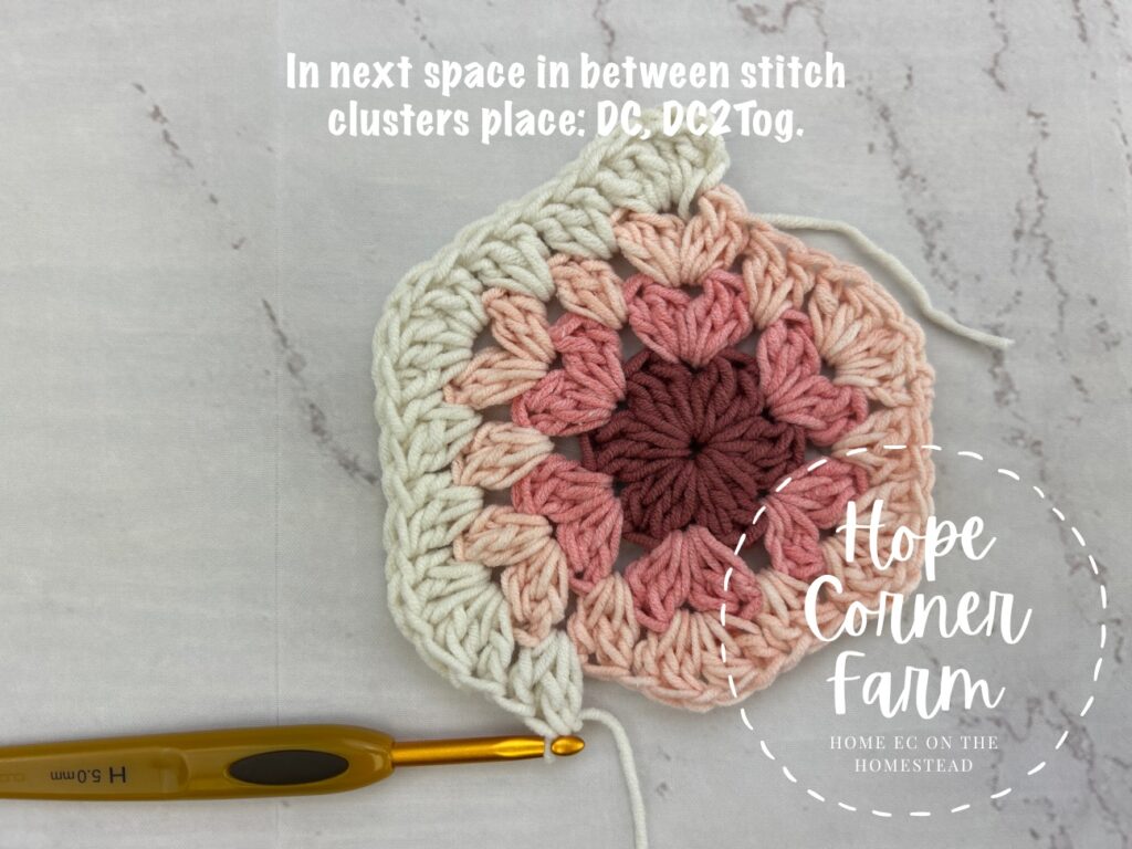 Double Crochet and Double Crochet 2 Together into the same space