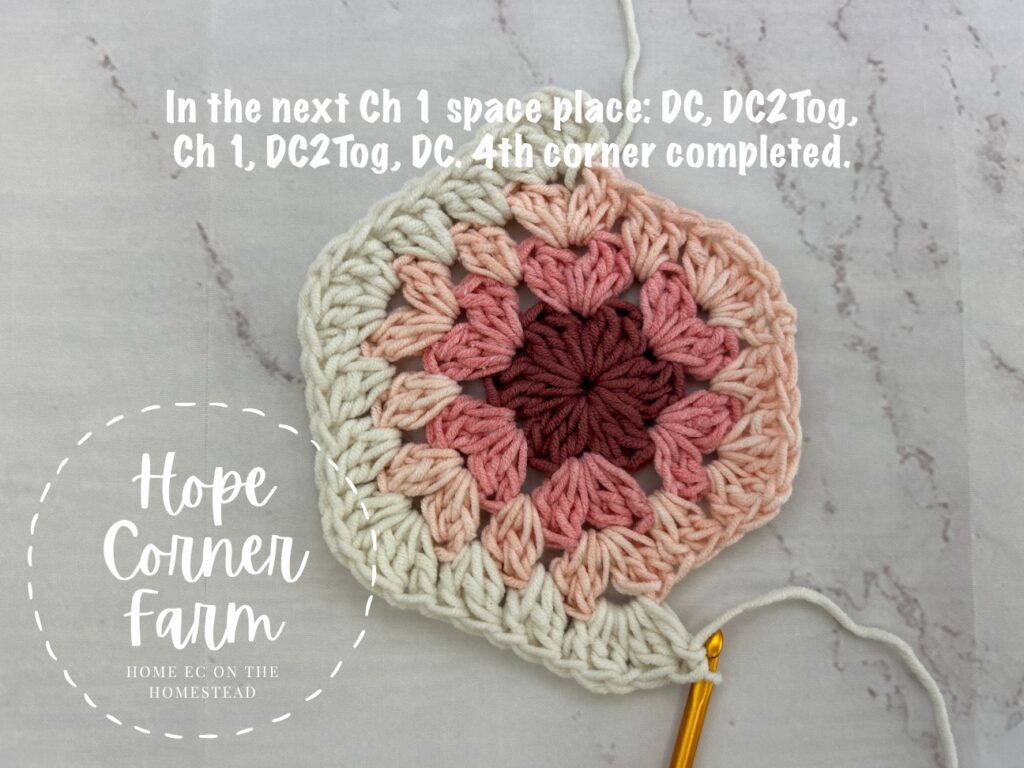 4th corner for the easy ombre granny hexagon crochet pattern