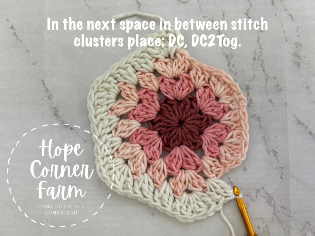 Double Crochet and Double Crochet 2 Together into the same space