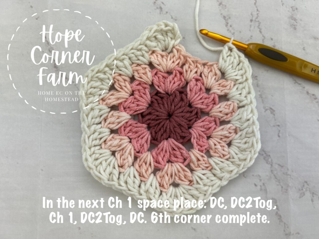 6th and final corner for the crochet ombre granny hexagon