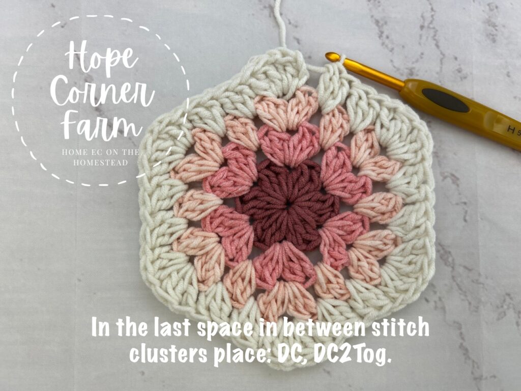 Last crochet stitches for round 4