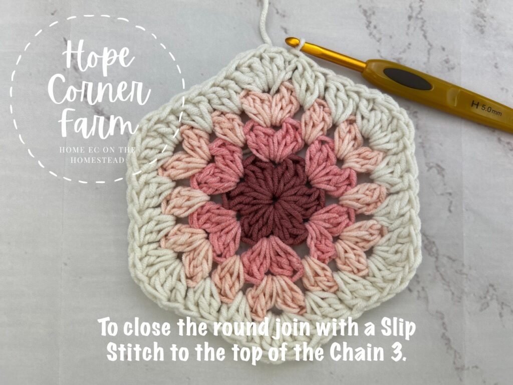 Slip Stitch to close the round of crochet