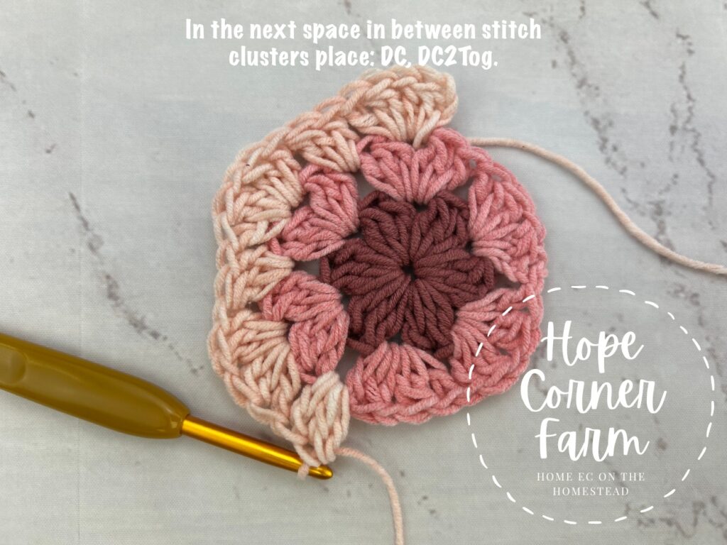 Double Crochet and Double Crochet 2 Together into the same space