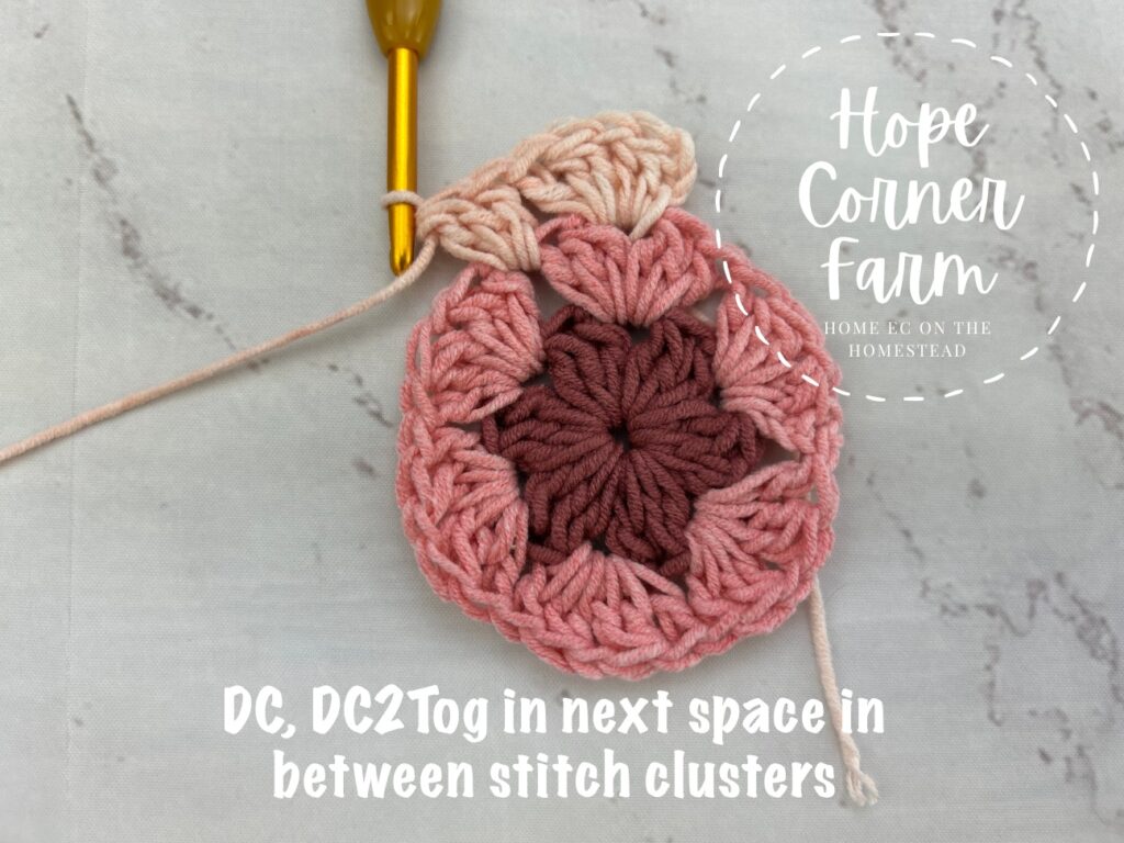 Double Crochet and Double Crochet 2 Together into the same space