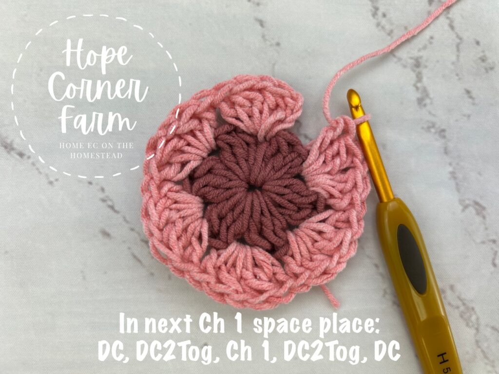 Corner 5 of the crochet hexagon