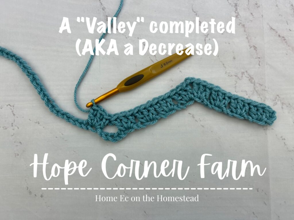 The valley has been created for the granny ripple stitch